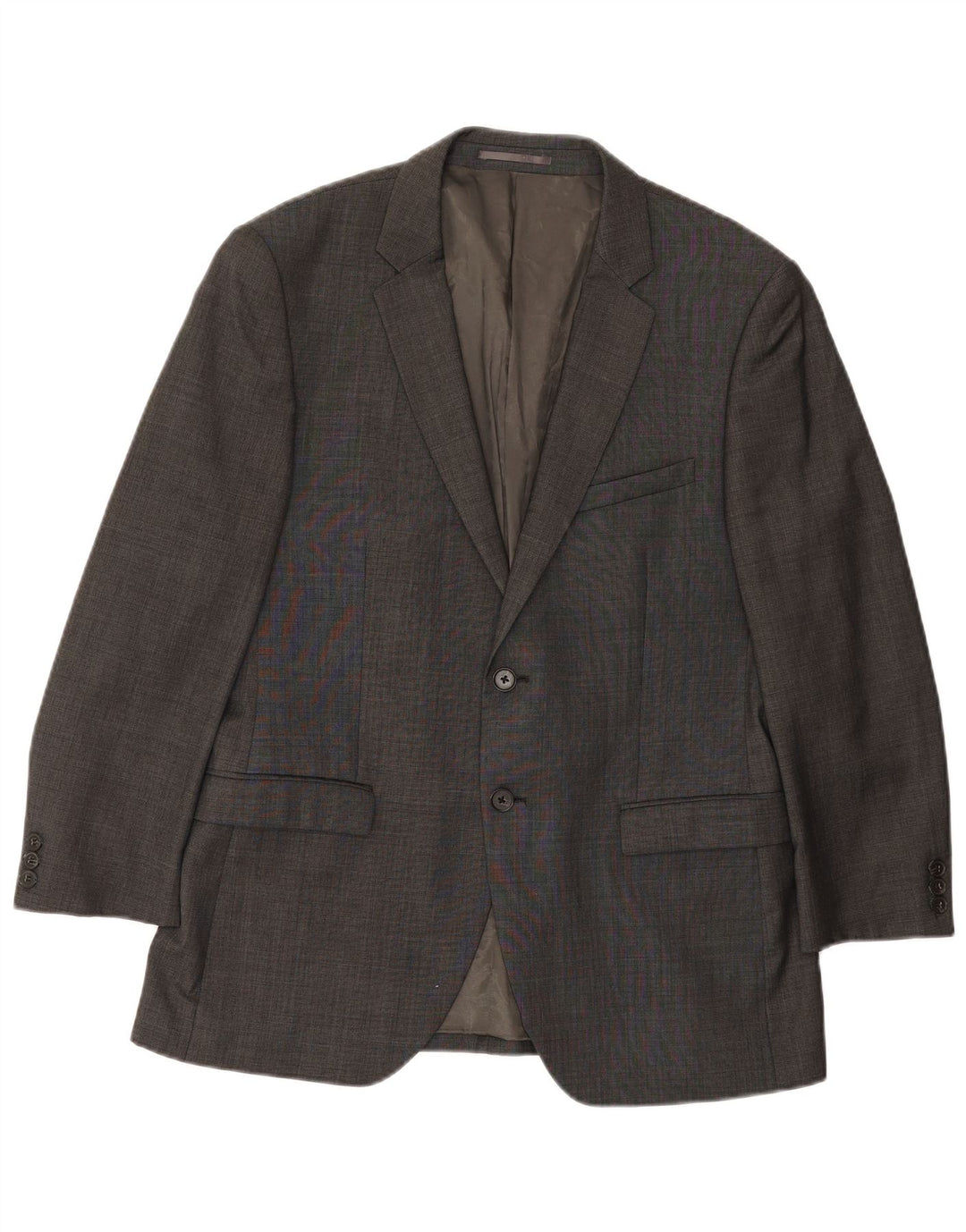 DKNY Mens Slim Fit 2 Button Blazer Jacket UK 40 Large Grey Wool