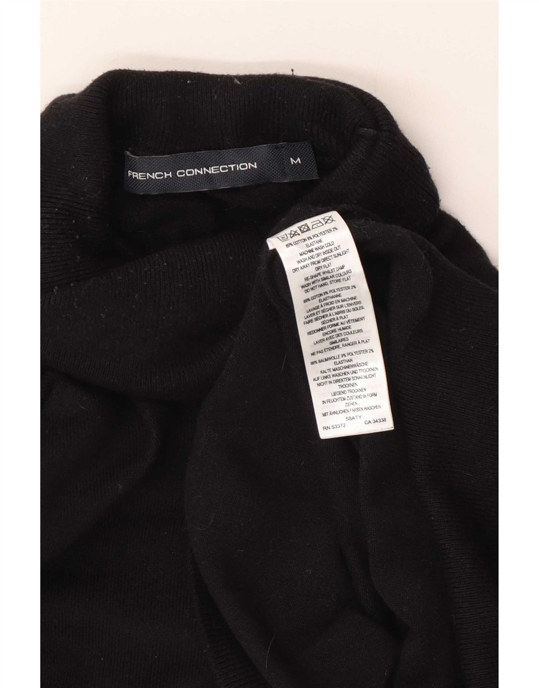Maglione maglione da donna con collo alto French Connection UK 14 Cotone nero medio