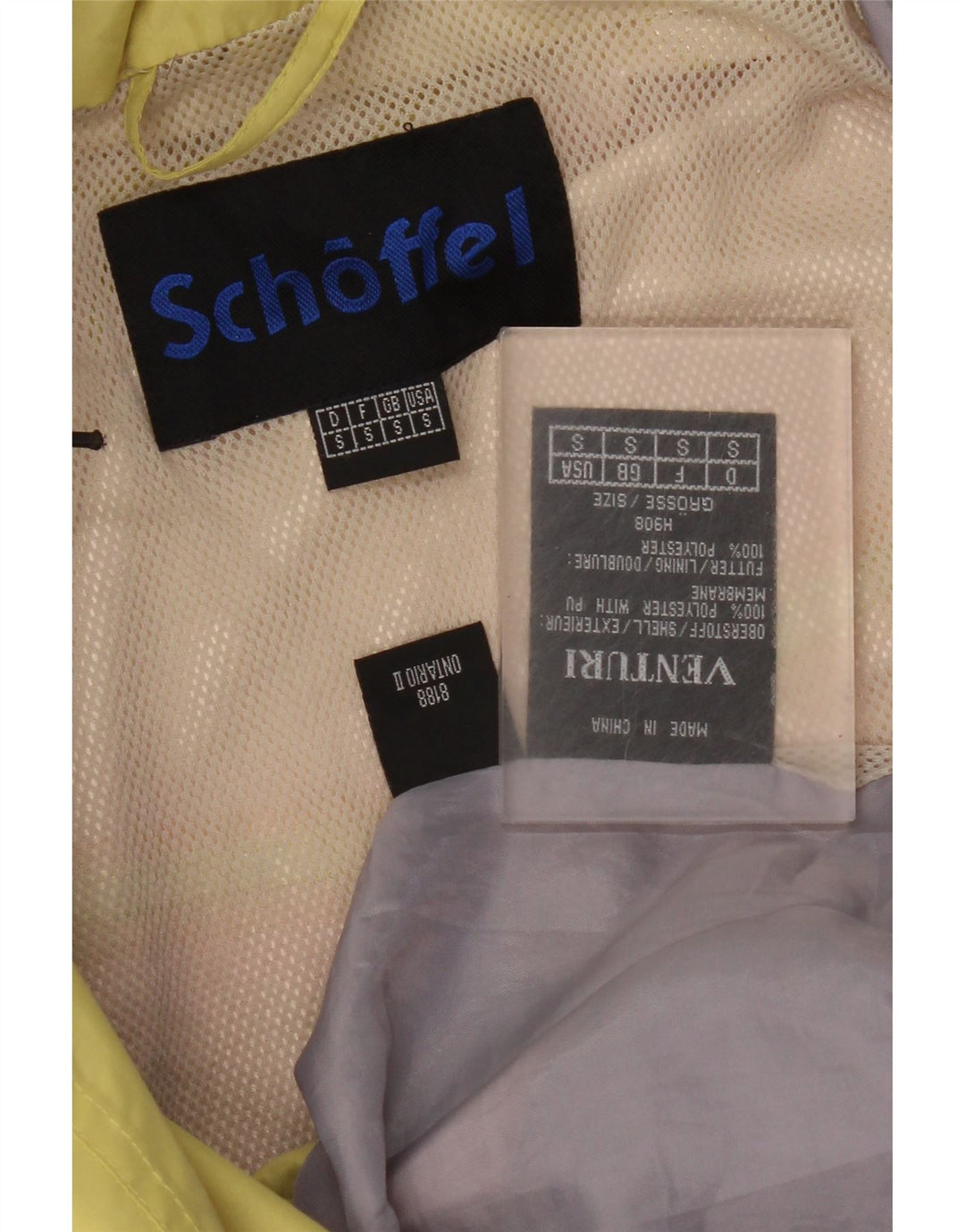 Schoffel Giacca antipioggia da uomo con vestibilità ampia con cappuccio UK 36 Small Poliestere giallo