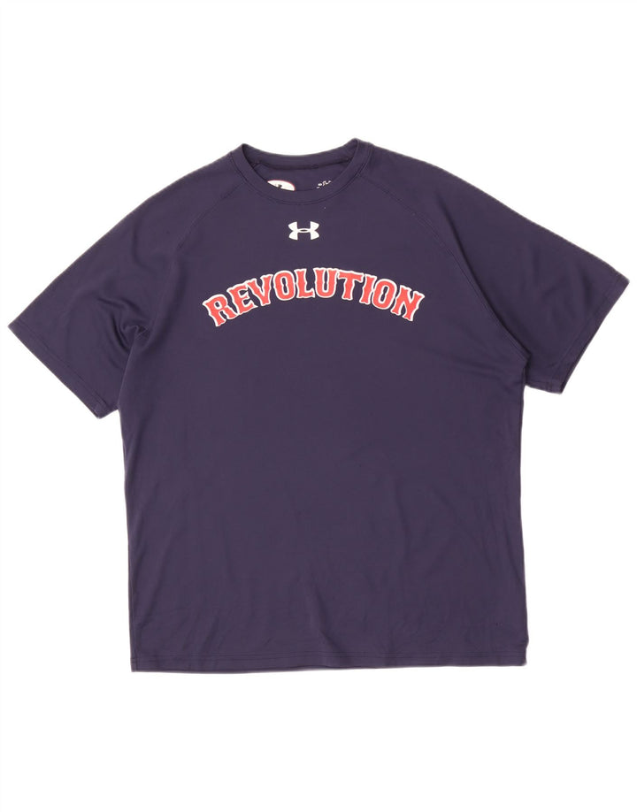 T-shirt grafica da uomo Under Armour Top medio in poliestere blu navy