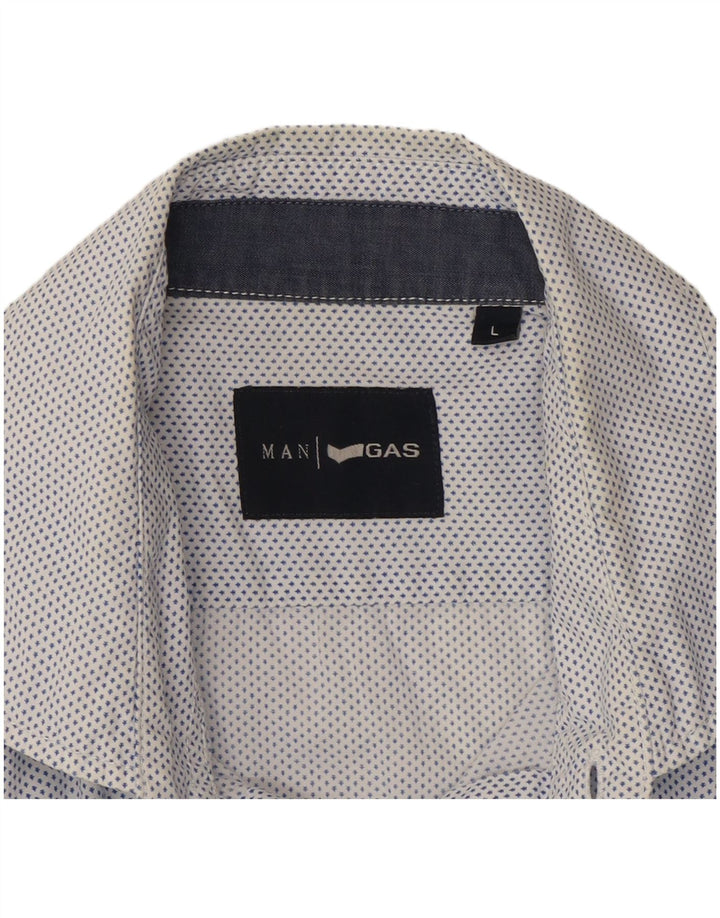 Camicia Uomo Gas Large Cotone Maculato Blu