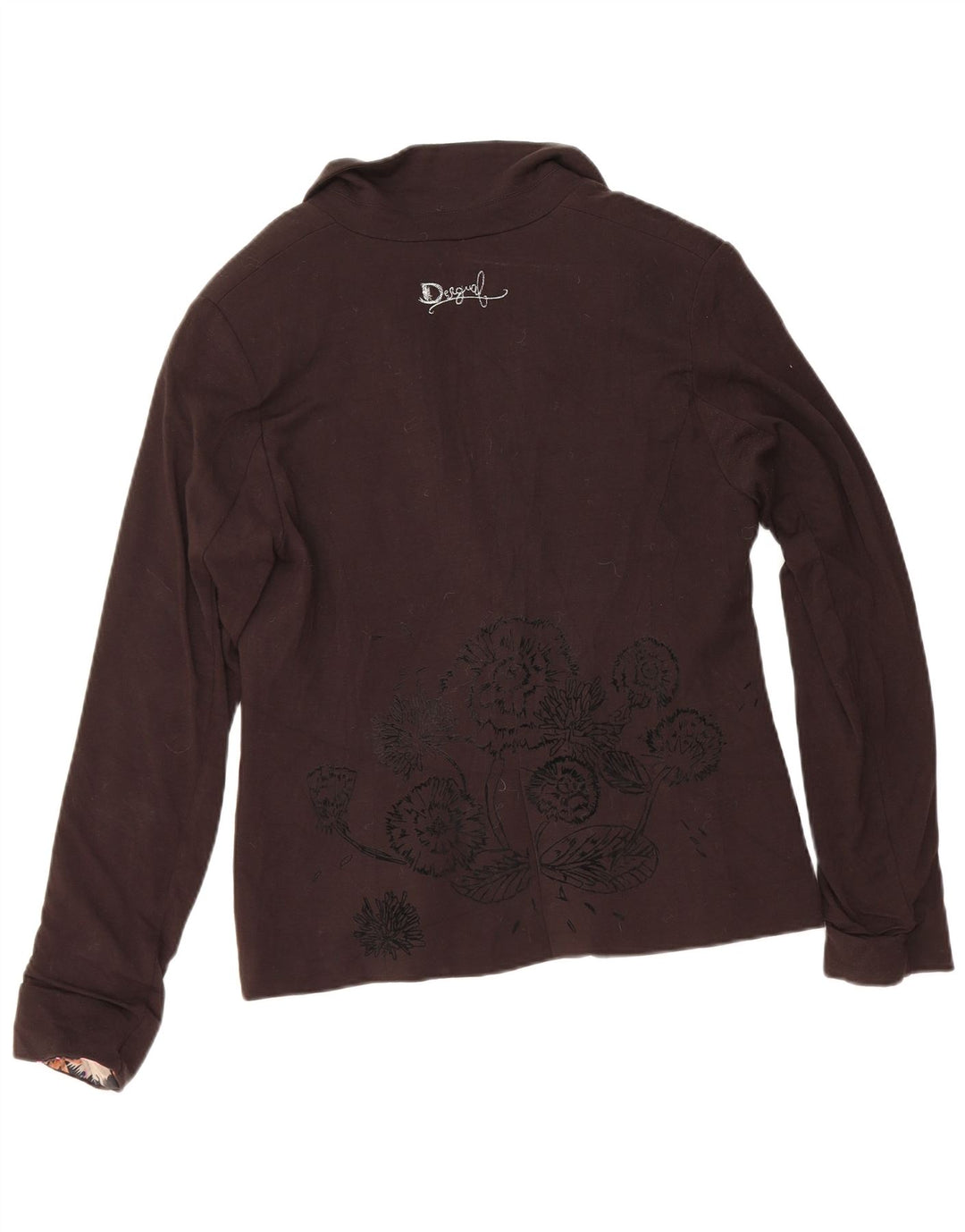 Desigual Giacca Blazer da Donna a 1 Bottone EU 40 Medio Nero Floreale
