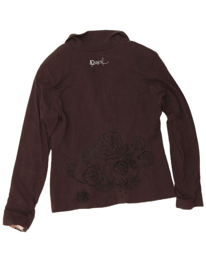 Desigual Giacca Blazer da Donna a 1 Bottone EU 40 Medio Nero Floreale