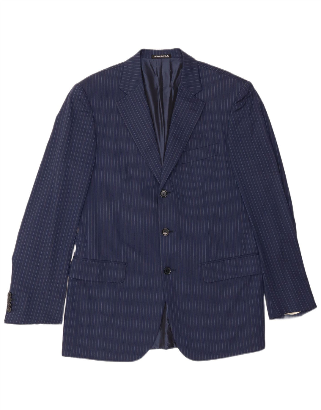 Giacca blazer da uomo a 3 bottoni Pal Zileri IT 50 grande gessato blu navy