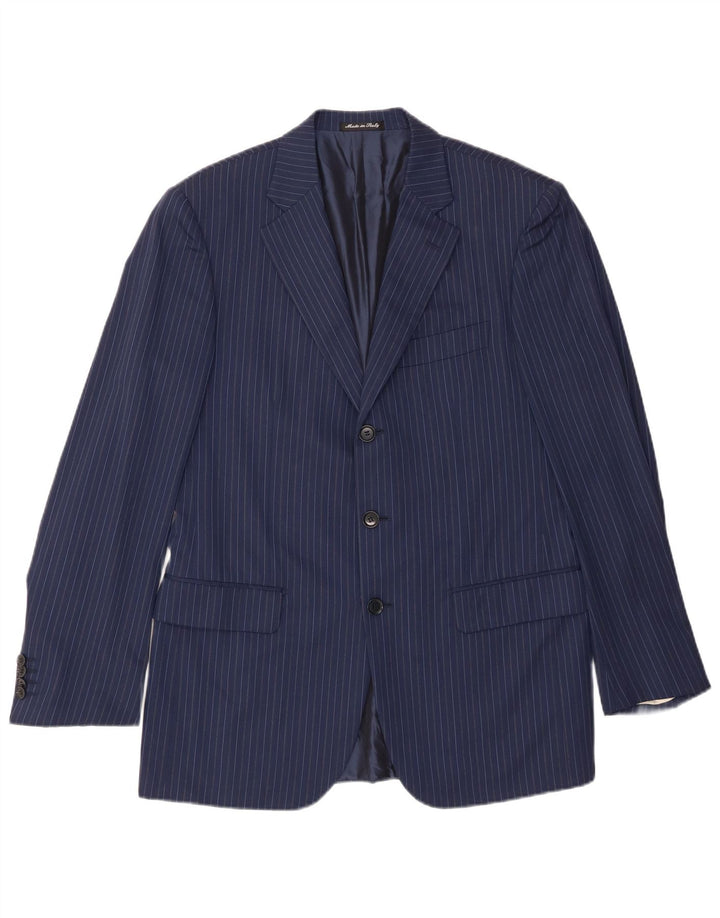 Giacca blazer da uomo a 3 bottoni Pal Zileri IT 50 grande gessato blu navy