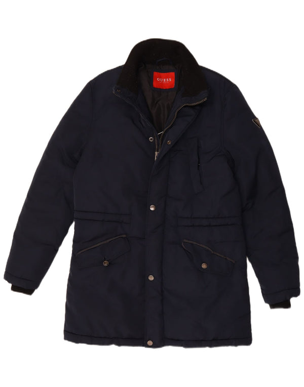 Guess Cappotto imbottito da uomo UK 40 Large Blu Navy in poliestere