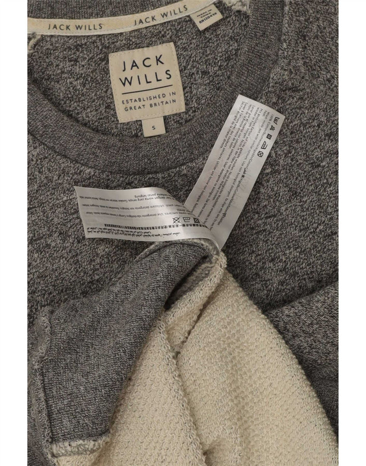 Felpa grafica da uomo Jack Wills Maglione piccolo cotone chiazzato grigio