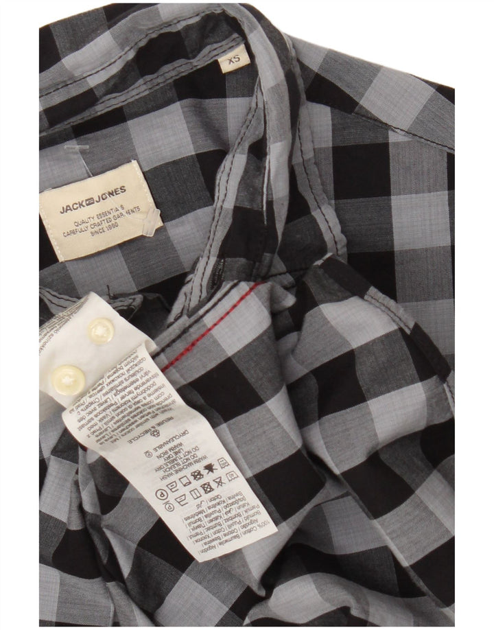 Camicia da uomo Jack & Jones XS in cotone a quadretti grigio