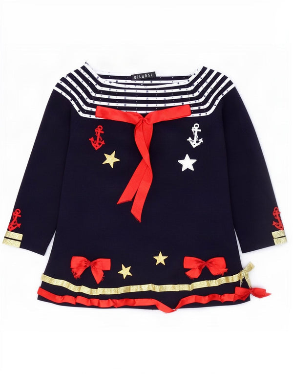 Top vintage da donna con spalle scoperte con grafica UK 10 piccolo blu navy nautico