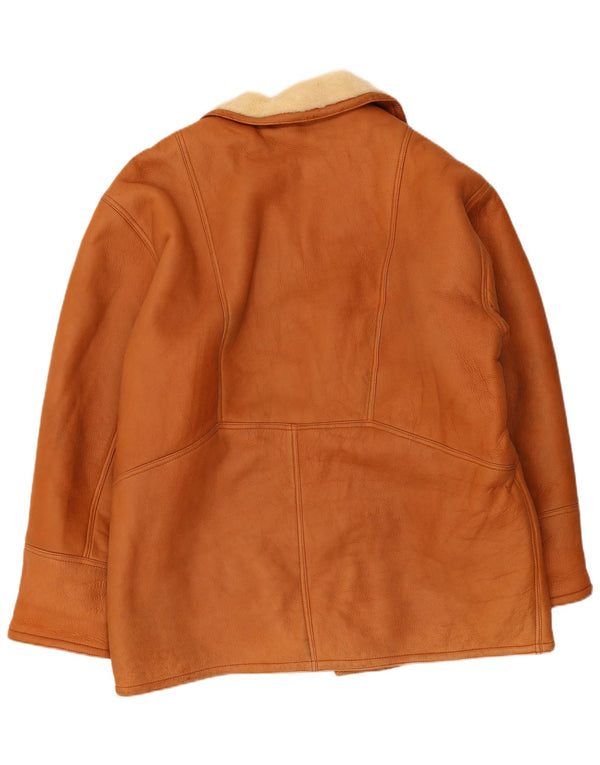 Giacca in shearling vintage da uomo UK 40 grande in pelle marrone