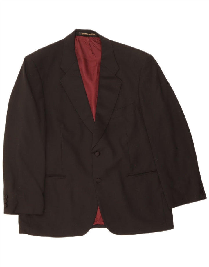 MARKS & SPENCER Mens 2 Button Blazer Jacket EU 52/54 Large Black Wool