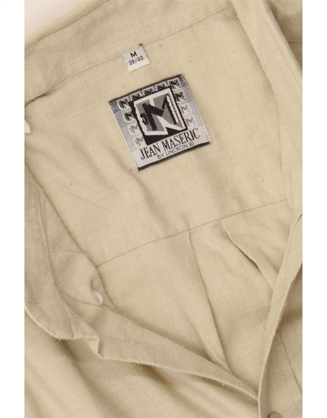MAJESTIC Mens Shirt Size 39/40 Medium Beige Cotton Vintage Majestic and Second-Hand Majestic from Messina Hembry 