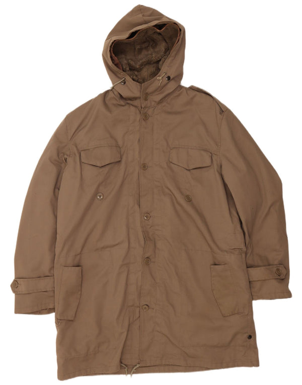 Giacca parka vintage da uomo con cappuccio taglia 56/58 3XL Beige