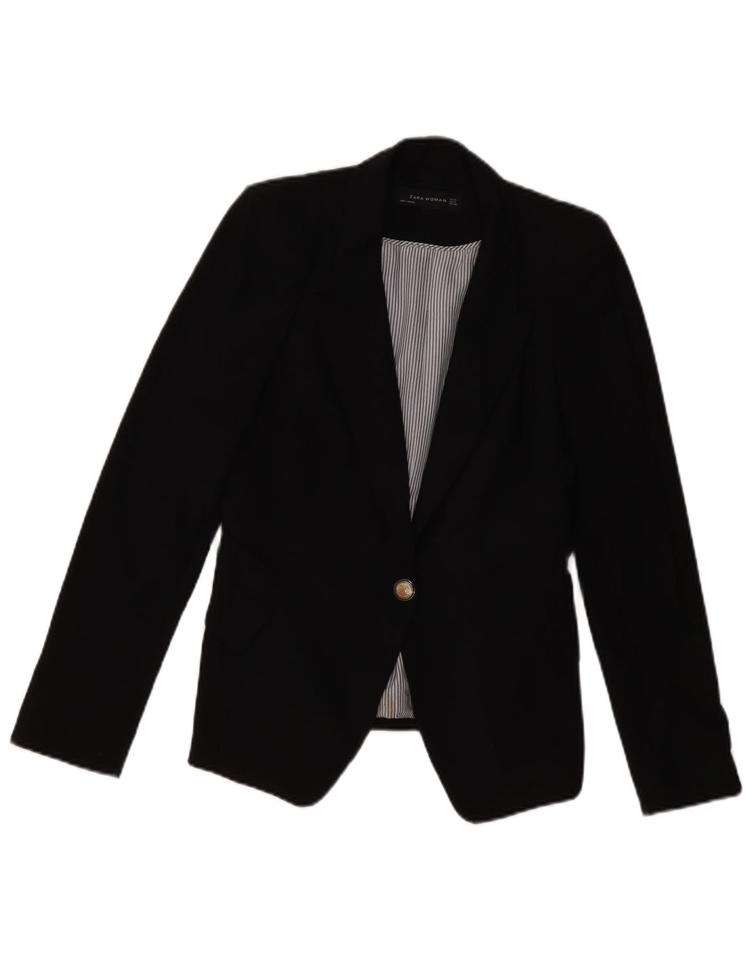 Giacca Blazer a 1 Bottone ZARA da Donna UK 10 Piccola in Poliestere Nero
