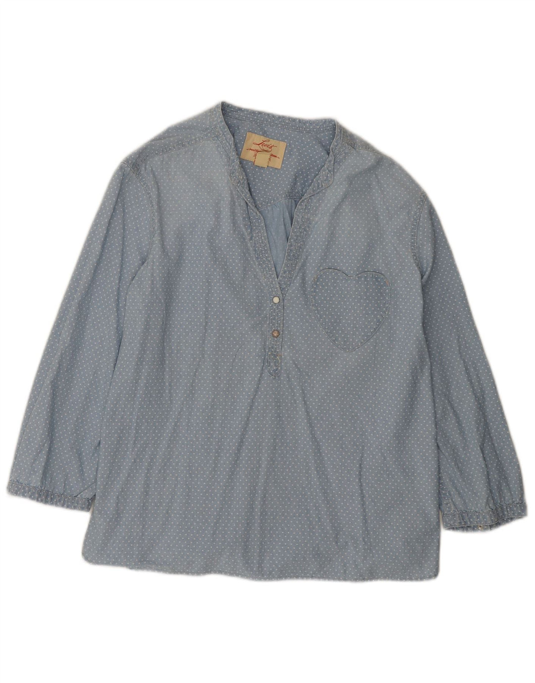 Camicetta da donna con maniche a 3/4 Levi's UK 16 grande cotone maculato blu
