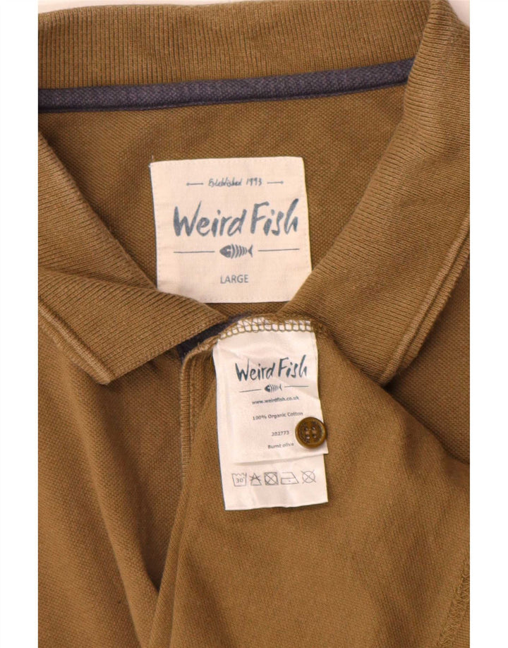 Polo da uomo Weird Fish grande in cotone kaki