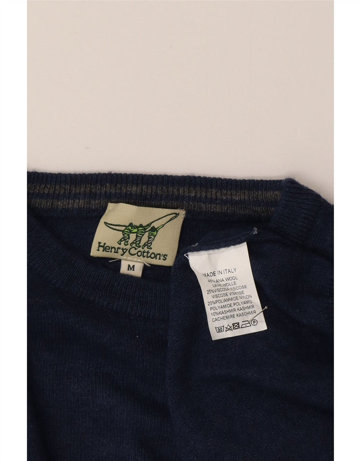HENRY COTTONS Maglione da uomo girocollo in lana medio blu navy
