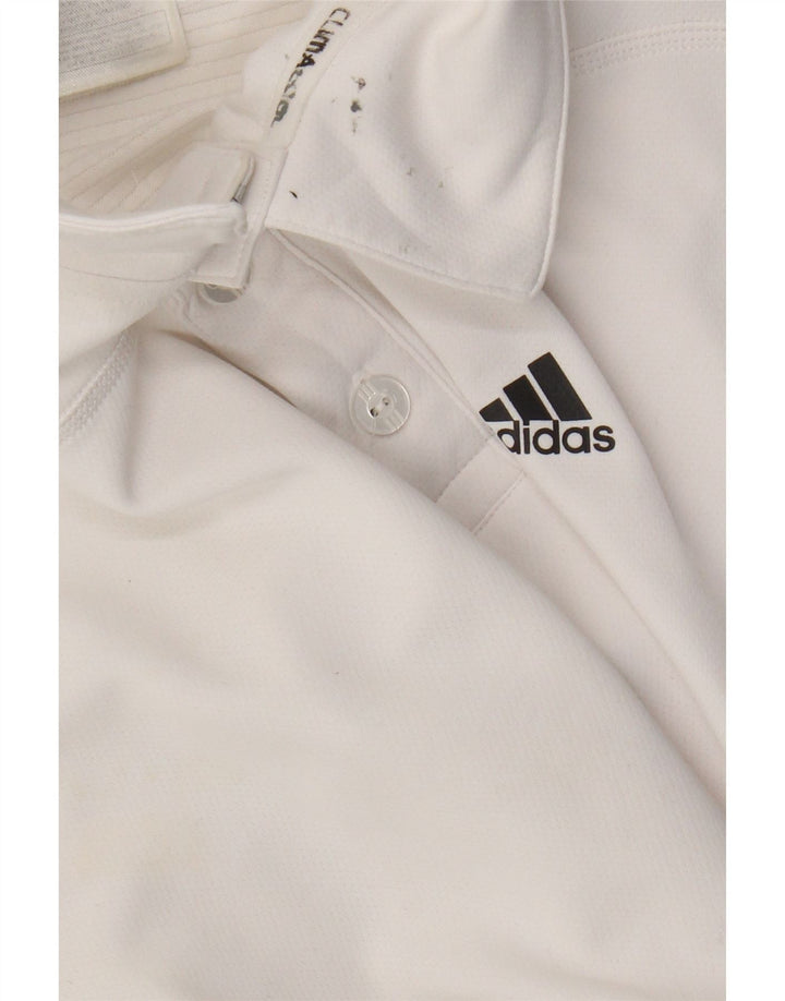 Polo Adidas Climacool da uomo piccola in poliestere bianco