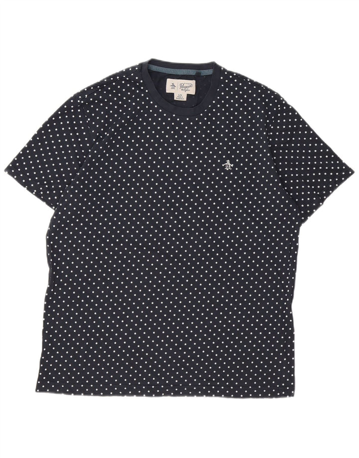 T-shirt da uomo Penguin Top grande in cotone maculato blu navy