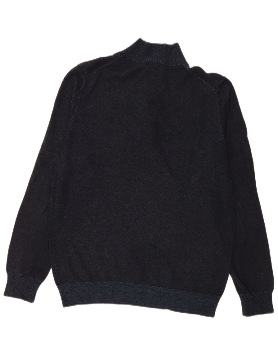 Massimo Dutti Maglione da uomo con bottoni e collo grande in cotone blu navy