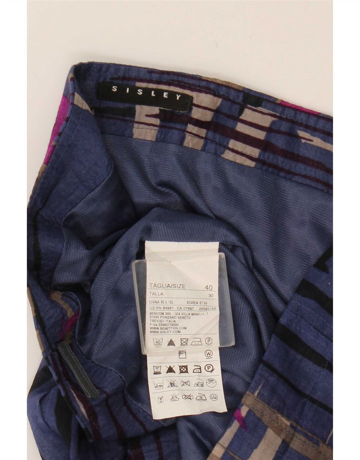 Sisley Womens A-Line Skirt IT 40 Small W27 Navy Blue Patchwork Cotton