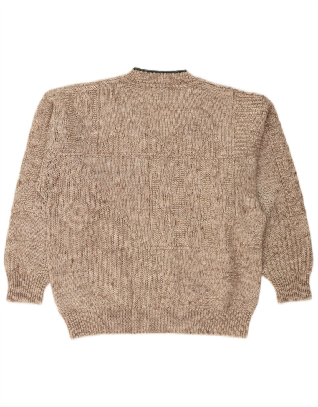 Maglione vintage da uomo con scollo a V beige medio