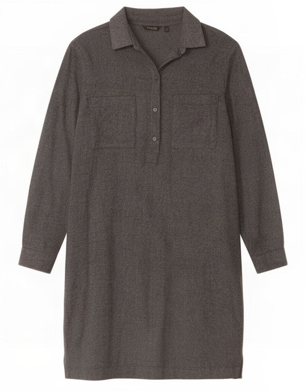 Abito camicia a maniche lunghe da donna Massimo Dutti EU 42 Large Grey Chevron