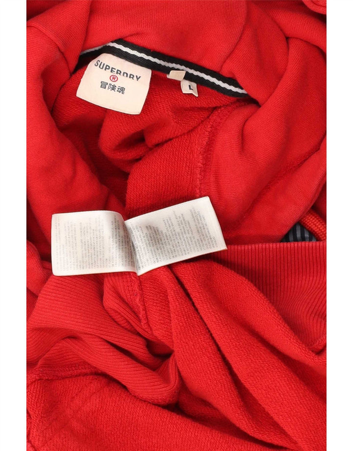 Felpa con cappuccio grafica da uomo Superdry grande in cotone rosso