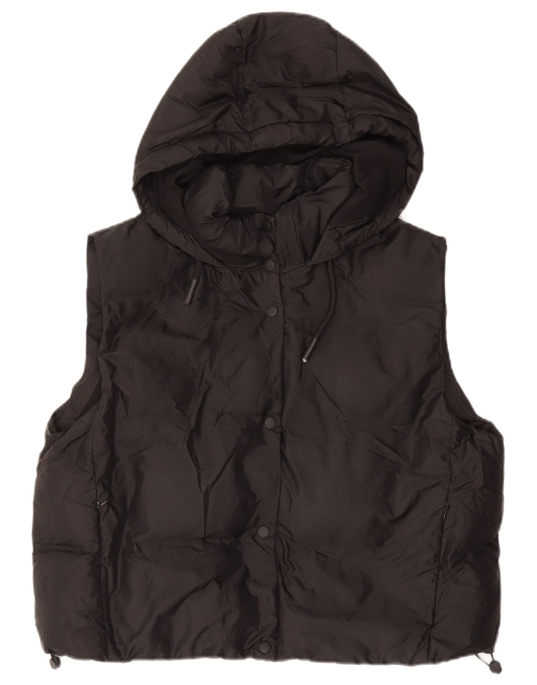 Gilet imbottito con cappuccio da donna ZARA UK 16 grande nero