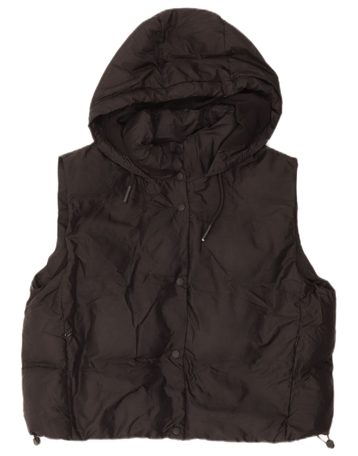 Gilet imbottito con cappuccio da donna ZARA UK 16 grande nero