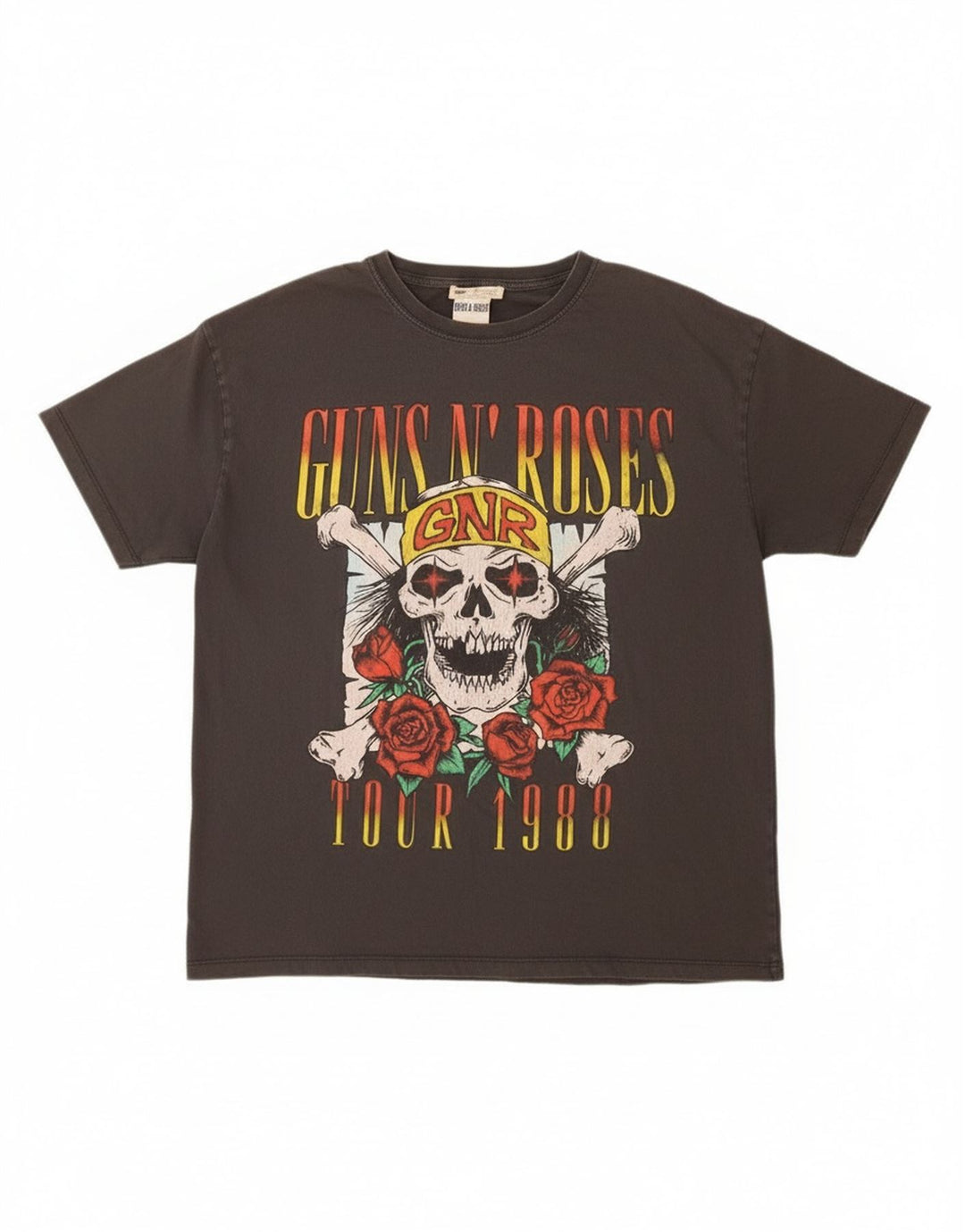 Pull & Bear T-shirt grafica da uomo Guns & Roses Top grande in cotone grigio