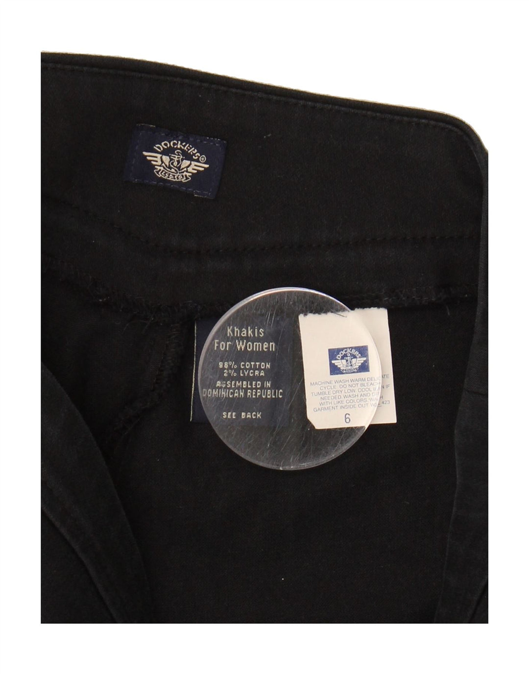 DOCKERS Womens Straight Capri Trousers US 6 Medium W28 L18 Black Cotton Vintage Dockers and Second-Hand Dockers from Messina Hembry 