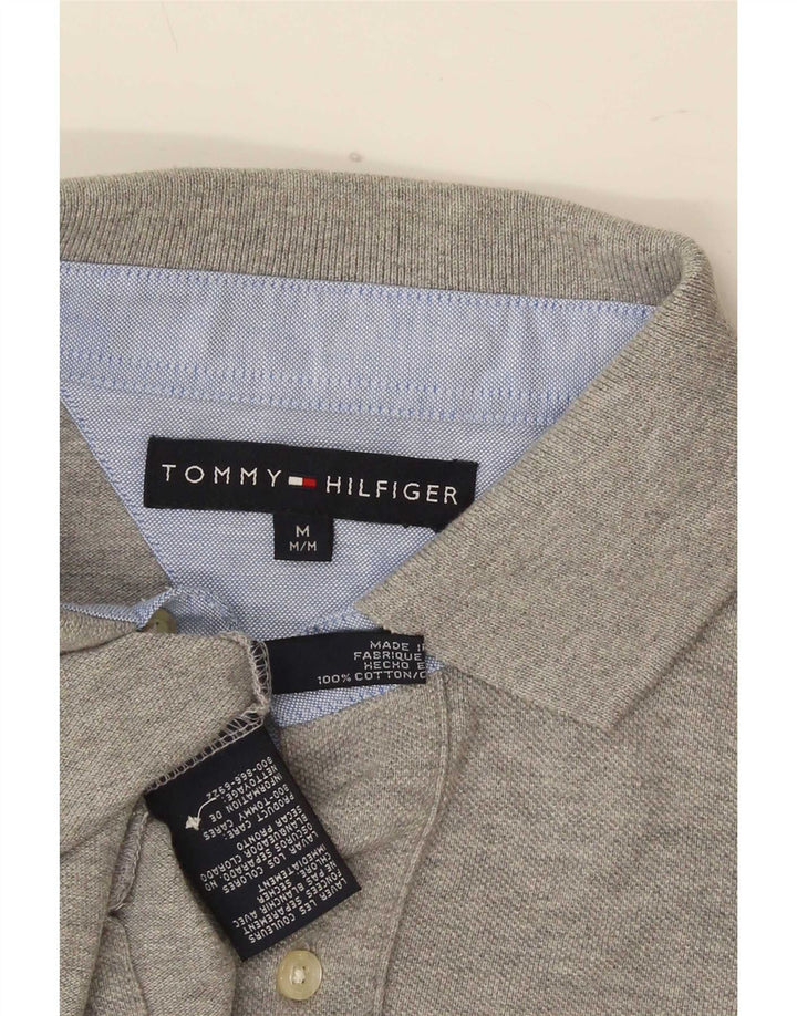 Polo da uomo Tommy Hilfiger in cotone grigio medio
