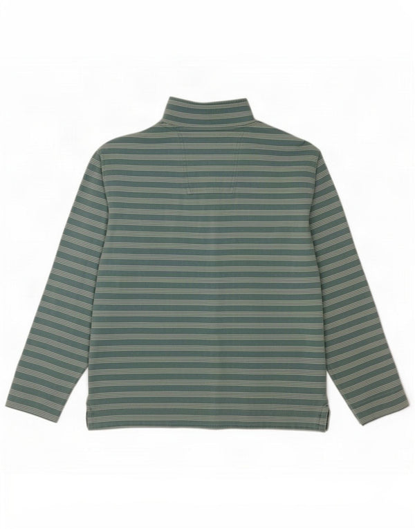 Crew Clothing Mens Zip Neck Sweatshirt Jumper Medium Blue Striped Cotton