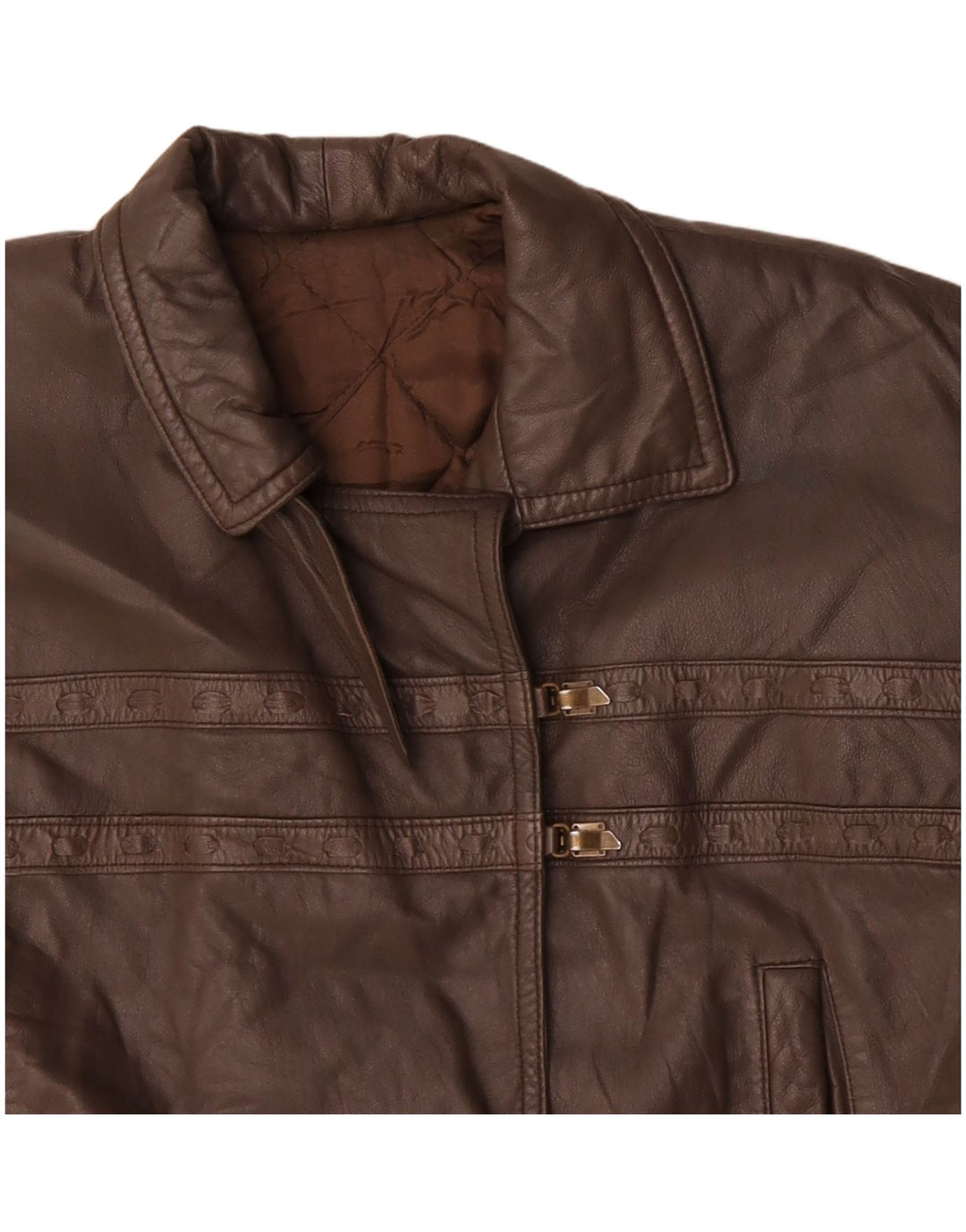 Giacca in pelle da donna VINTAGE UK 18 XL Marrone