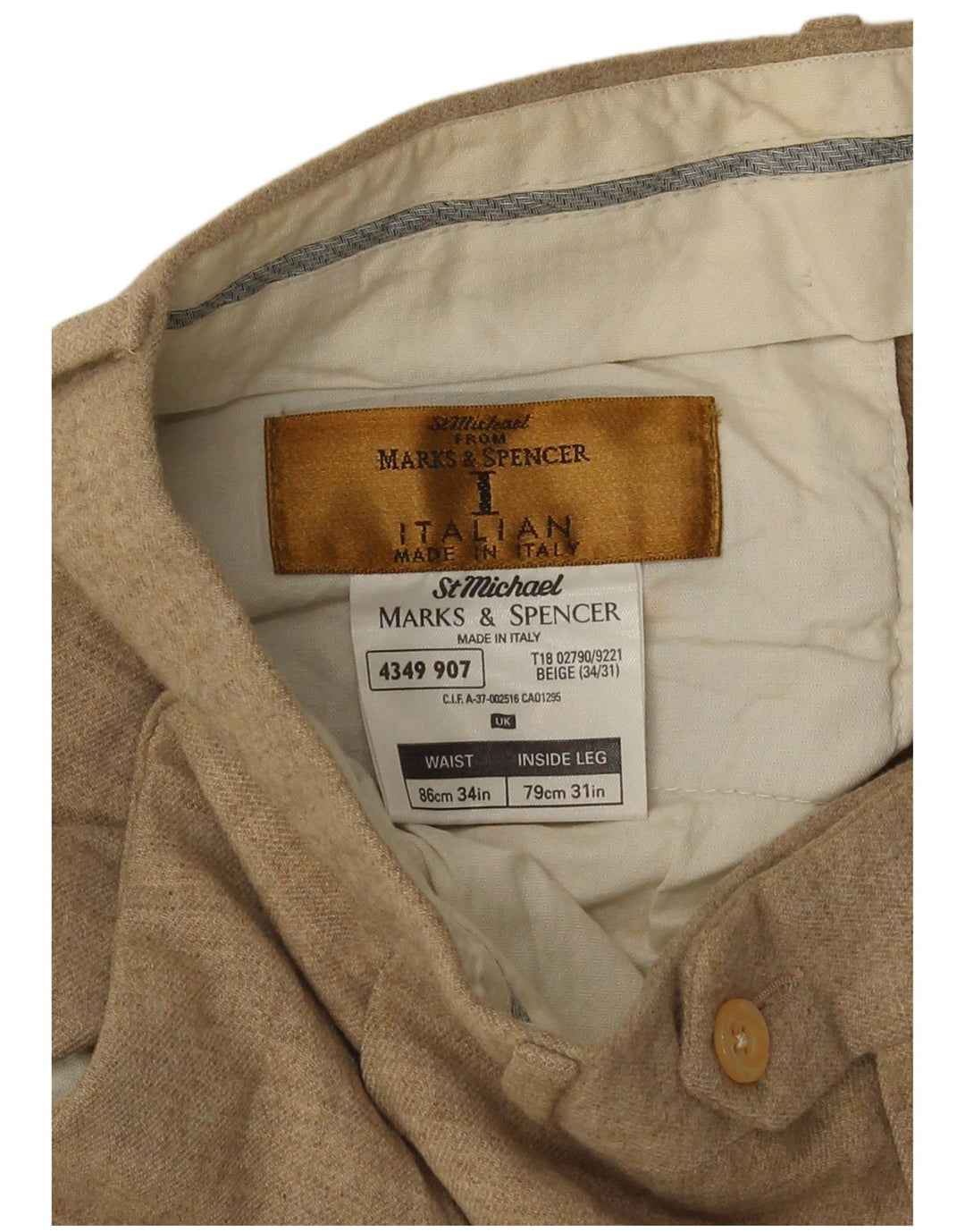 Pantaloni casual con pegging Marks & Spencer da uomo St. Michael W34 L31 in lana marrone