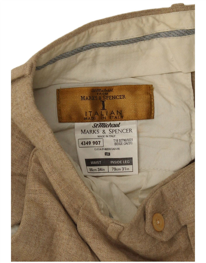 Pantaloni casual con pegging Marks & Spencer da uomo St. Michael W34 L31 in lana marrone