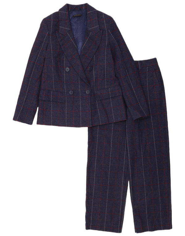 Abito da donna in 2 pezzi Sisley UK 10 piccolo W28 L29 blu navy a quadri