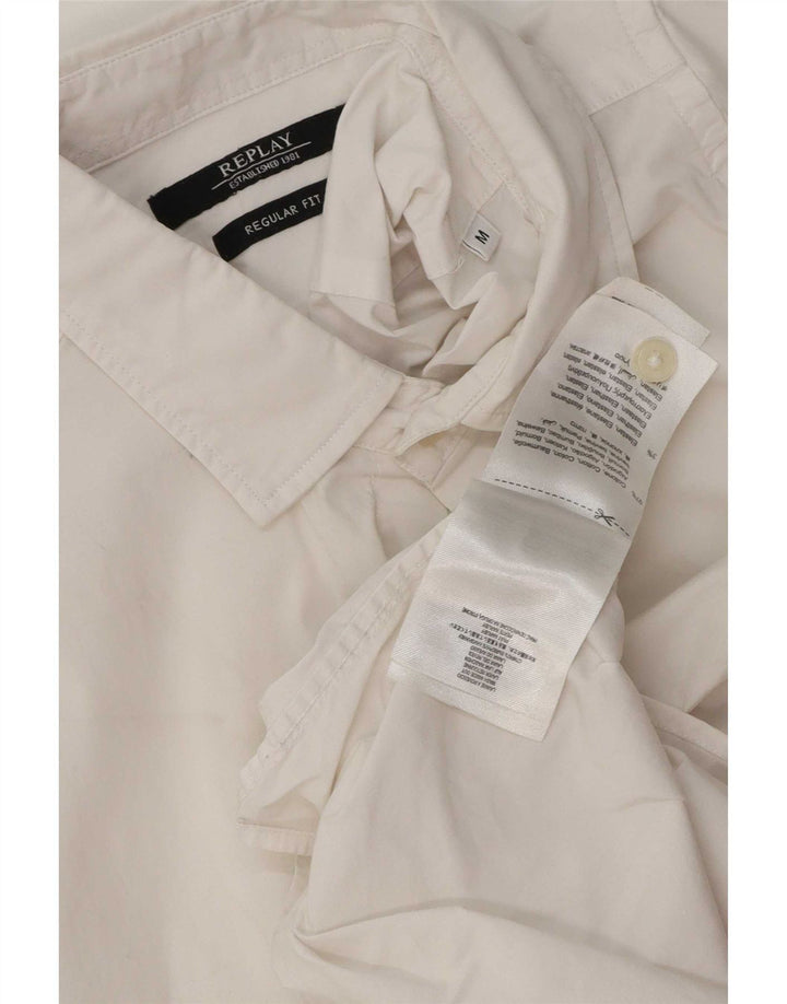 Camicia Replay da uomo vestibilità regolare in cotone bianco medio
