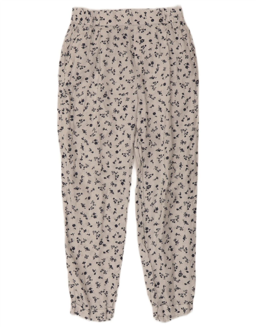 Pantaloni corti affusolati da donna BENETTON W26 L23 Lino floreale bianco