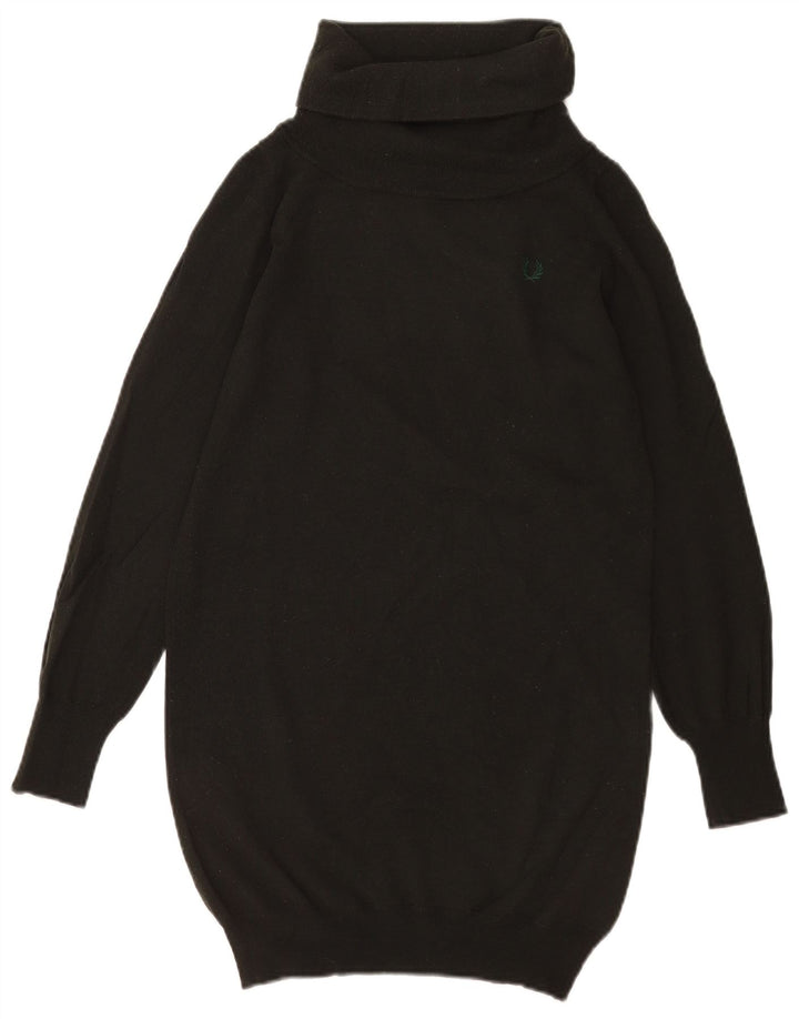 Maglione maglione a collo alto da donna Fred Perry UK 14 grande verde