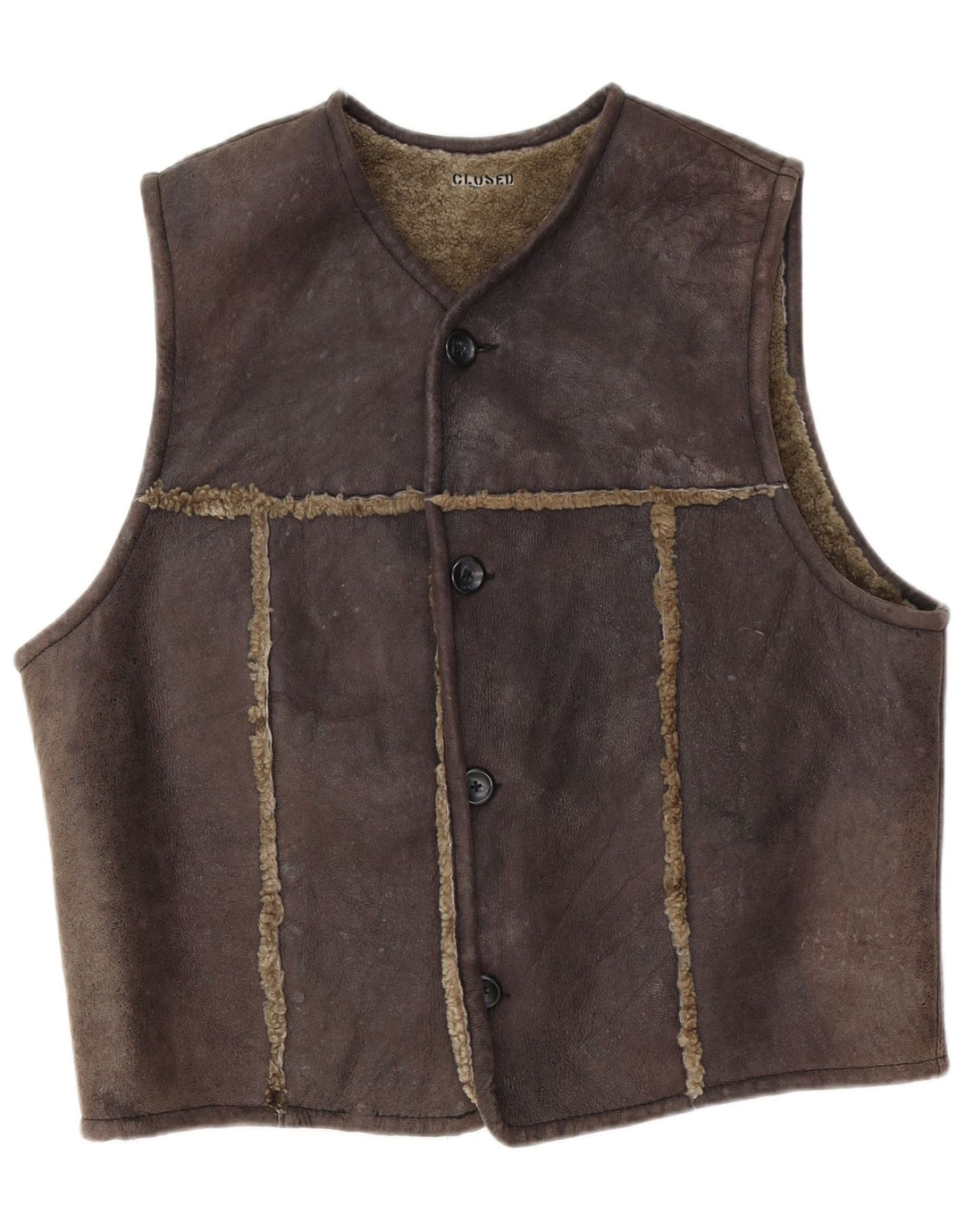 Gilet chiuso da uomo in shearling XL Marrone