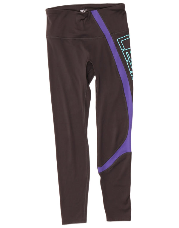 Leggings grafici da donna Reebok UK 12/14 Medium Black Colourblock