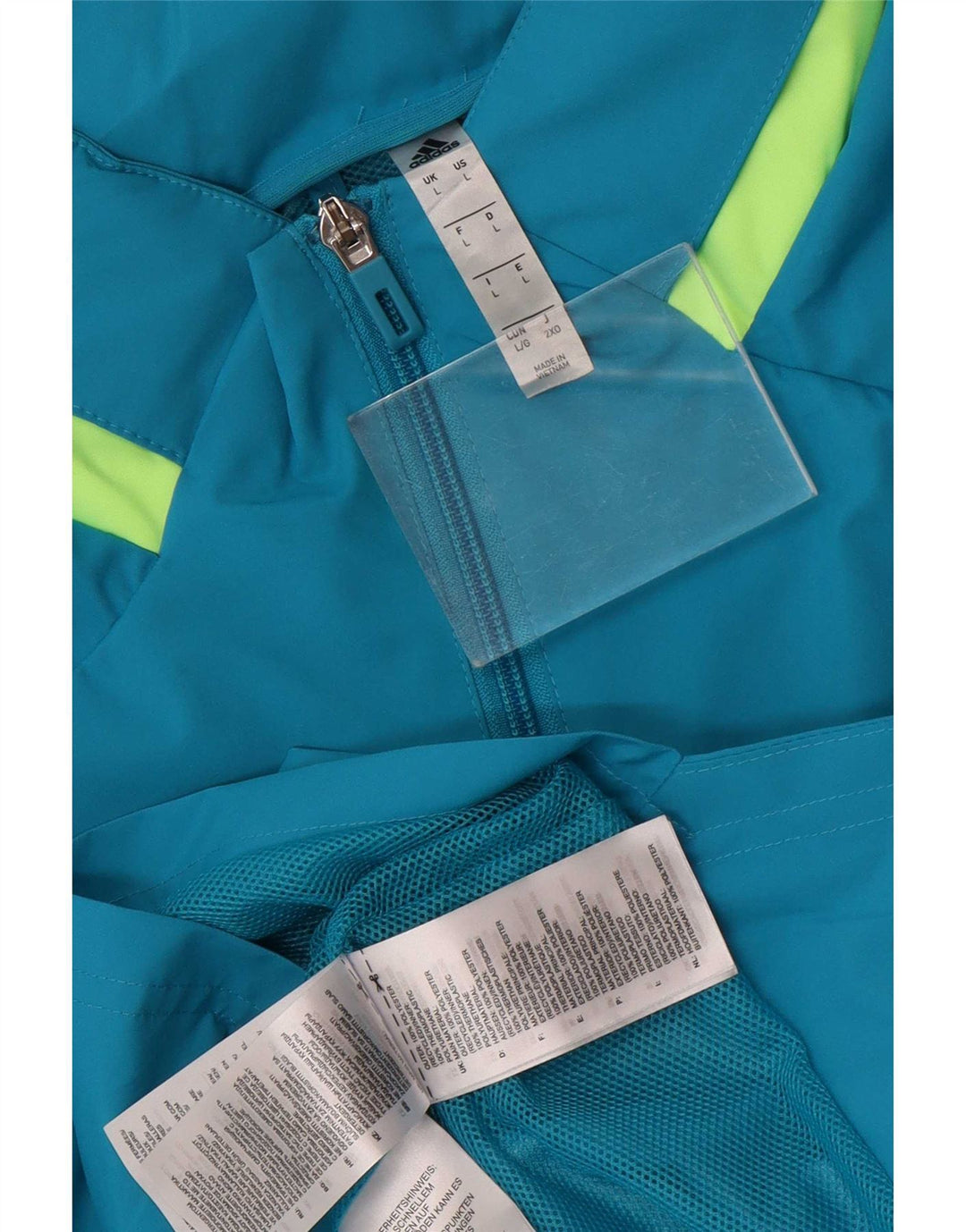 Giacca da ginnastica da uomo con cappuccio grafico Adidas Large Blue Colourblock