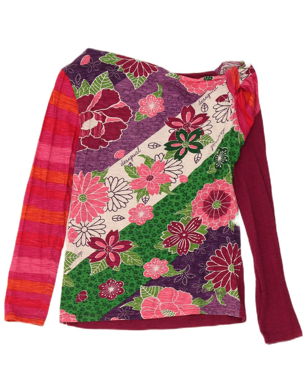 Desigual Maglietta grafica da donna a maniche lunghe UK 14 Grande floreale multicolore
