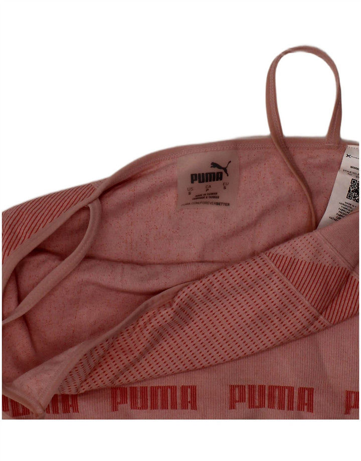 PUMA Womens Graphic Crop Top Small Pink Nylon