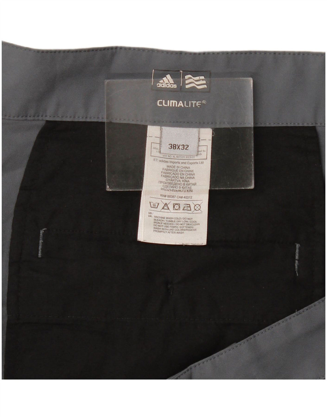 Pantaloni chino dritti Adidas Climalite da uomo W38 L32 poliestere grigio