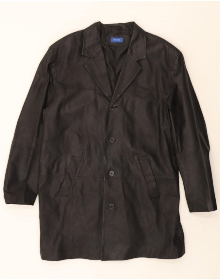 VINTAGE Mens Leather Coat UK 42 XL Black Leather Vintage Vintage and Second-Hand Vintage from Messina Hembry 