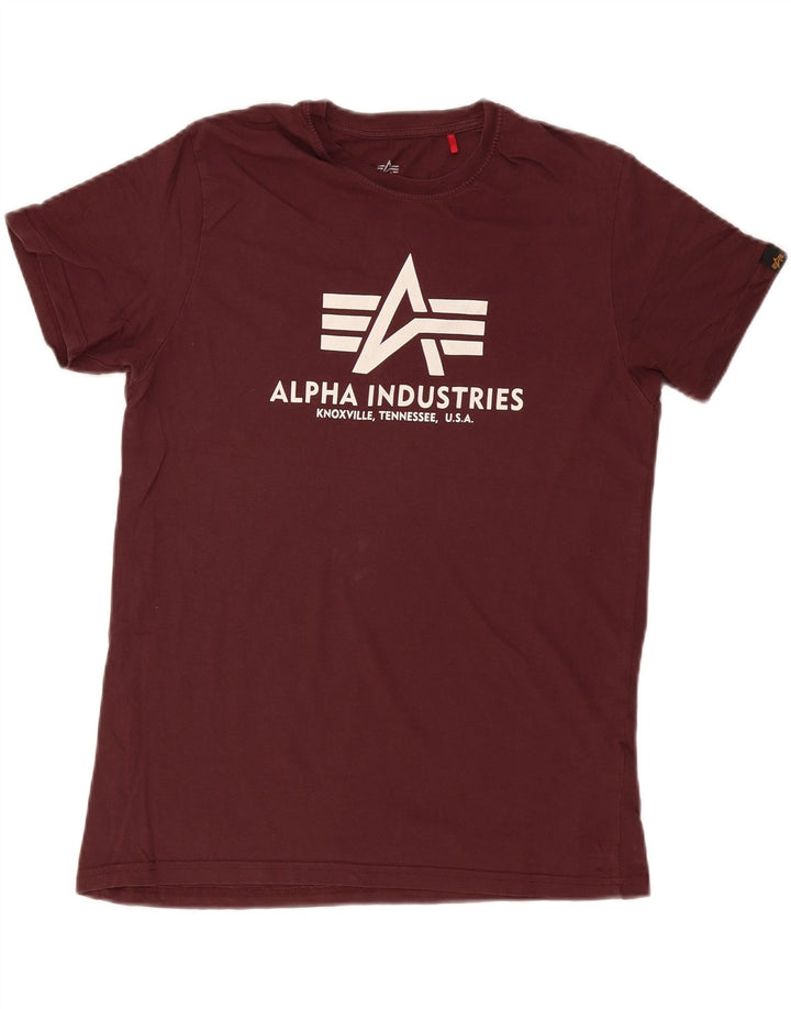 T-shirt grafica da uomo Alpha Industries Top in cotone bordeaux medio