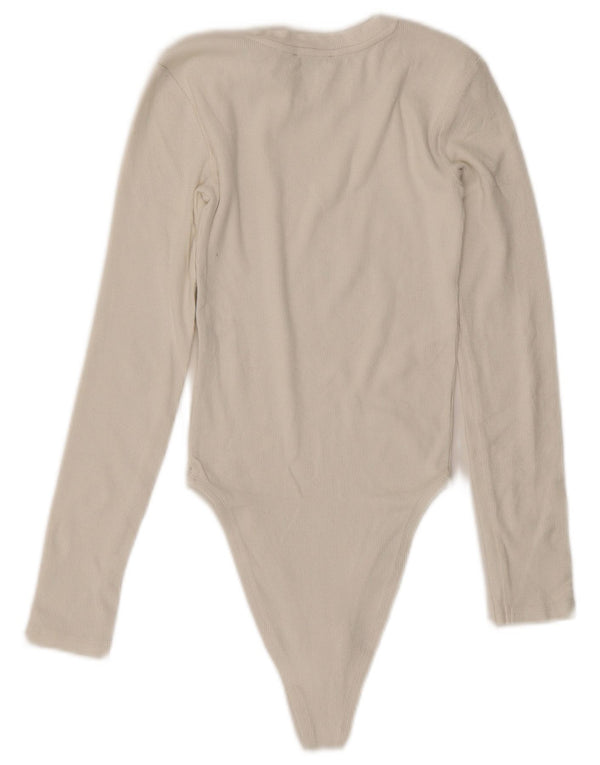 Body a maniche lunghe da donna ZARA UK 8 piccolo cotone bianco